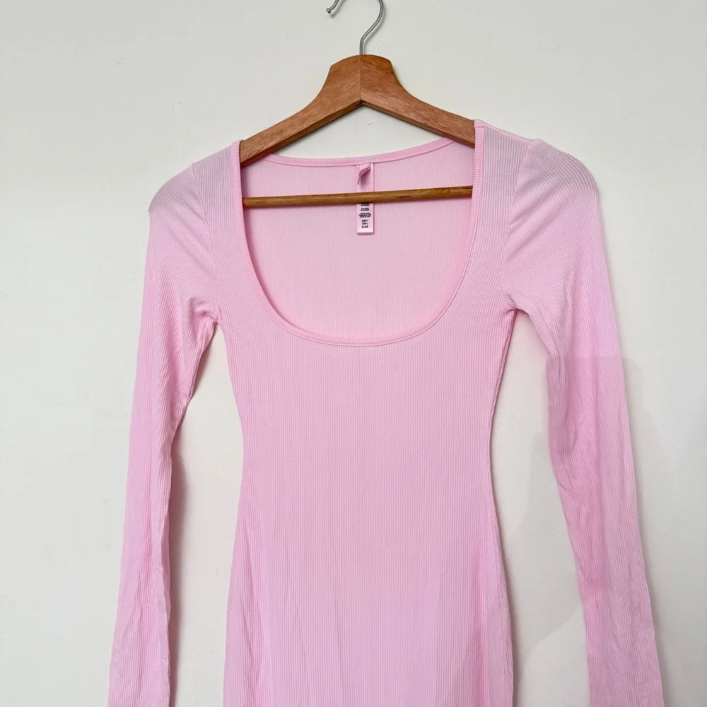 Skims Soft Lounge Long Sleeve Dress In Pink